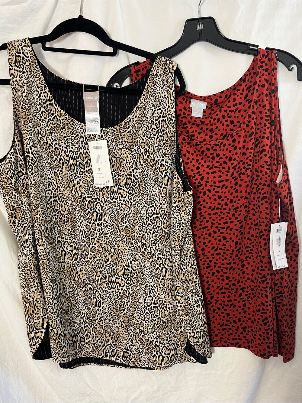 Bundle of Two NWT Chico's Animal-Print Tank Tops Size 3 (16-18)